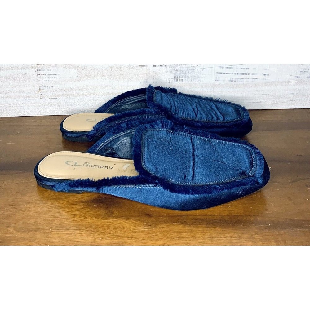Slip On Shoes Slippers Navy Blue CL by Laundry Women's Size 8.5 Fabric Flats